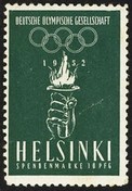 Helsinki 1952 Deutsche Olympische Gesellschaft Spendenmarke 10 Pfg
