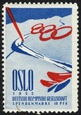 Oslo 1952 Deutsche Olympische Gesellschaft Spendenmarke 10 Pfg